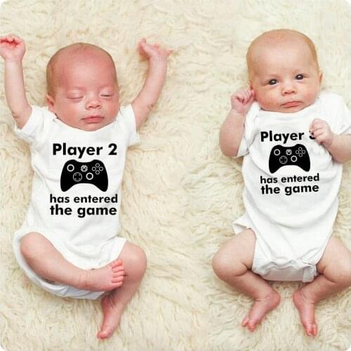 Twin Baby s Player 2 Player 3 Baby Outfits for Twins Gender Neutral Matching Shirts Gamers Funny Newborn Baby Shower Gift