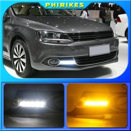 12V Car DRL Daytime running lights for Volkswagen VW Jetta Sagitar MK6 2012 2013 2014 fog light Lamp COver