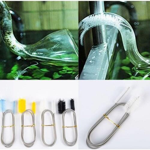 1Pc 90/155/200 Cm Stainless Steel Double Ended Spring Brush U-Shaped Nylon Pipe Brush Aquarium Fish Tank Cleaning Brush