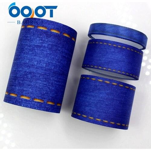 OOOT BAORJCT G-18524-294,10 yard 25/38 mm jeans series Printed grosgrain ribbons,DIY Hair accessories Material wedding gift wrap