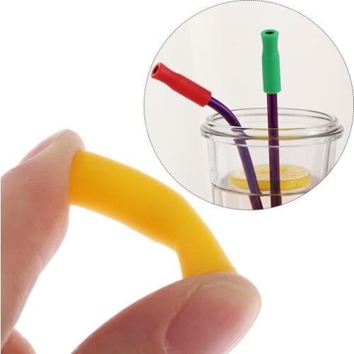 10/20pcs 6mm/8mm Reusable Silicone Straw Sleeve Washable Caps Anti Burn Teeth Protector Bar Food Grade Accessories Silicone Tip