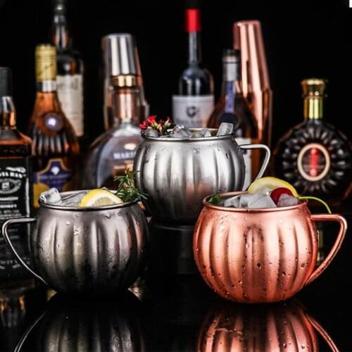 Creative Pumpkin Shaped Bar KTV Drink Mug Stainless Steel Cocktail Glass 700ml Red Wine Cup with Handle