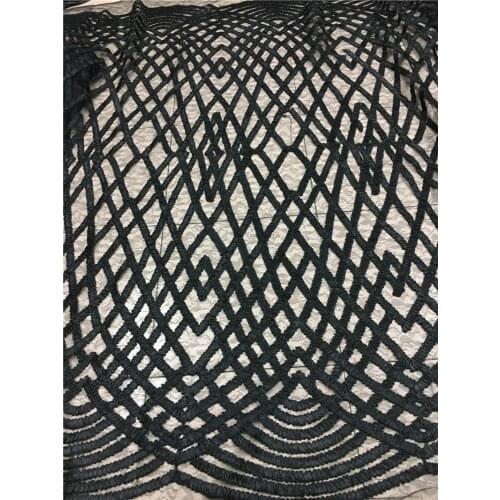 Fashion BZL-82705 african tulle lace fabric Top quality flower embroidered lace fabric in black color