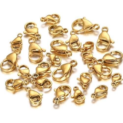 Fashion Jewelry Accessories Stainless Steel Golden Lobster ClaspBracelet Necklace Buckle Connecting Buckle Key Ring Tail Buckle