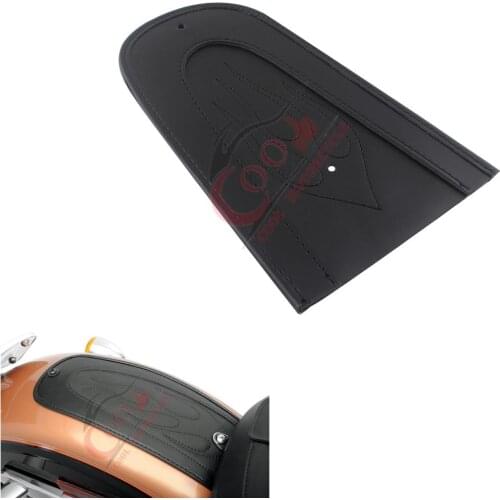 Motorcycle Black Leather Flame Rear Fender Bib Cover Cushion Fit For Harley Sportster XL 883 1200 2004-Up