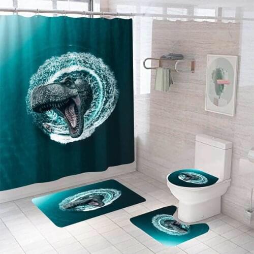 Washable Waterproof Bathroom Shower Curtain Sets Toilet Seat Cover Non-Slip Bath Mat Rug Carpet Bathroom Decor Polyester Fabric