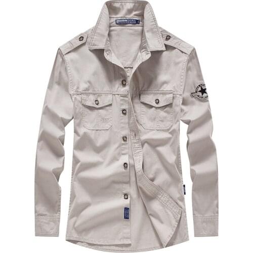 High Quality Cotton Shirt Men Brand Military Long Sleeve Men Shirt Spring Autumn Comfortable Army chemise homme Plus Size S-4XL