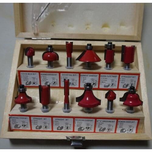 12pcs Router bit set milling cutter for wood 1/4 shank wood carving Trimming knife Engraving Cutting Tools