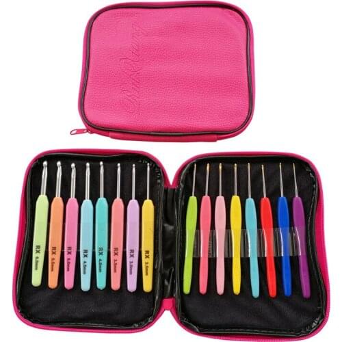 1.0MM-6.0MM iron and aluminum croche needle kit weave tools hook and knitting bag Crochet hooks so weave Set of knitting needles