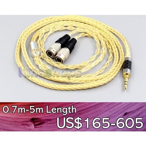 LN006484 2.5mm 4.4mm 8 Cores 99.99% Pure Silver + Gold Plated Earphone Cable For Mr Speakers Ether Alpha Dog Prime Headphone