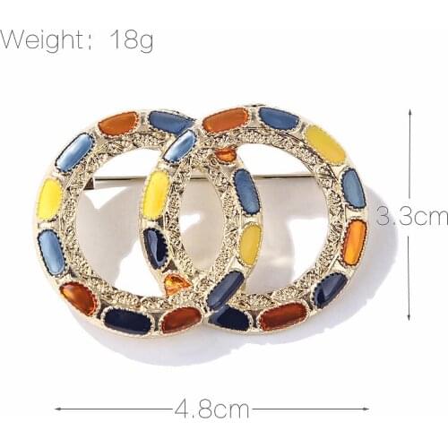New Vintage Enamel Round Brooch Pin Scarf Buckle Cardigan Lapel Pins Badge Corsage Fashion Brooches for Men and Women Jewelry