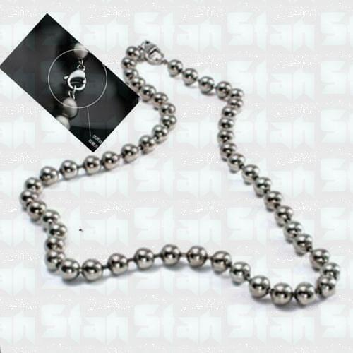 Pure titanium Necklace solid beads Chain D6mm x L 650mm Corrosion-resistance Allergyfree Harmless to skin