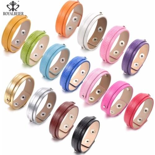 ROYALBEIER Charms 15 Colors Handmade Genuine Wrap Charming Male Female pulsera Black braided Leather Bracelets Bangles SZ0370