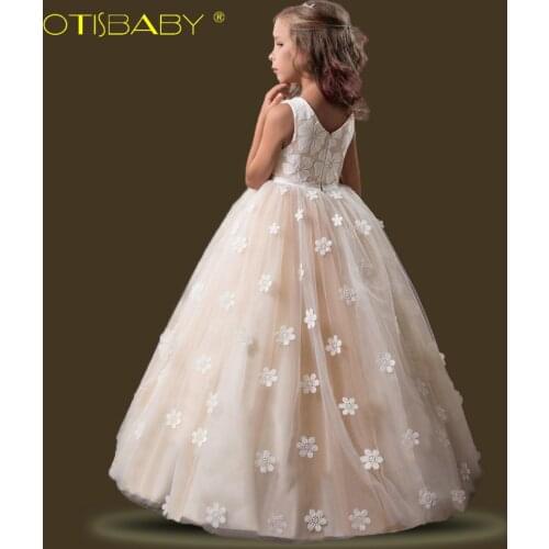 Christmas Kids Long Floral Children Clothing First Communion Dresses for Girls Ball Gown Teenager Graduation Ceremony Prom Dress