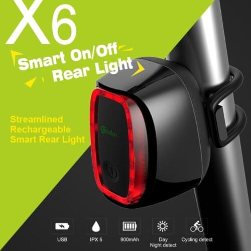 Meilan X6 Smart USB Bicycle Rear Light Bike Tail Safety Warning Led Waterproof Charge Cycling Bicycle Tail Taillight Lights NEW