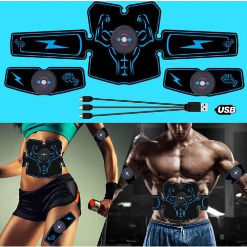 Abdominal Muscle Trainer EMS Fitness Equipment Training Gear Muscle Exerciser Stimulator Belt Belly Arm Massage Gym USB Charged