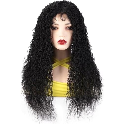 ELEGANT MUSES Synthetic Curly Senegalese Twist Braid Wig Lace Front Wig for Women Crochet Twist Braiding Hair Ombre Burgundy