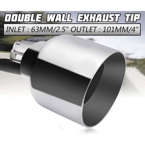 X-Universal Car Exhaust Tip 63mm Inlet 101mm Outlet Auto Tail Pipe Muffler Dual Wall Angle Cut Outlet Nozzle