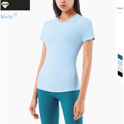 Lulu Woman T-shirts Yoga Fitness Crop Top Breathable Quick Dry Skin-friendly Nudity Sportswear Running Trainning Cycling Blouses