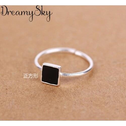 Romantic Style Bohemian Silver Color Square Rings For Women Girls Gift New Trendy Vintage Big Punk Ring Wholesale