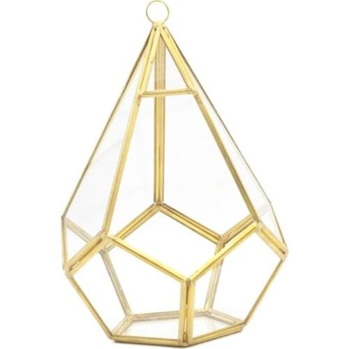 Gold Wall Geometric Terrarium Indoor Opening Polyhedron Tabletop Window Sill Balcony Plant Holder Pot Container Decorcor