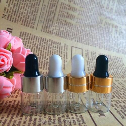 1ML 100pcs/lot Small Empty Clear Aromatherpy Bottle, DIY Translucent Liquid Dropper Container, Glass Essential Oil Sample Bottle