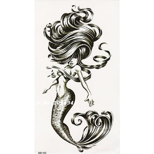 1 Sexy Mermaid wave Black Henna Temporary Tattoo Black Mehndi Style Waterproof Tattoo Sticker