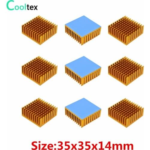 10pcs 35x35x14mm Aluminum Heatsink Radiator Heat Sink For Electronic Chip 3D printe Cooling With Thermal Conductive Tape