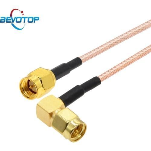 100pcs SMA Male to SMA Male Right Angle RG316 RF Coaxial Cable WiFi Router Antenna Extension Cable Coxa Jumper Pigtail Cable