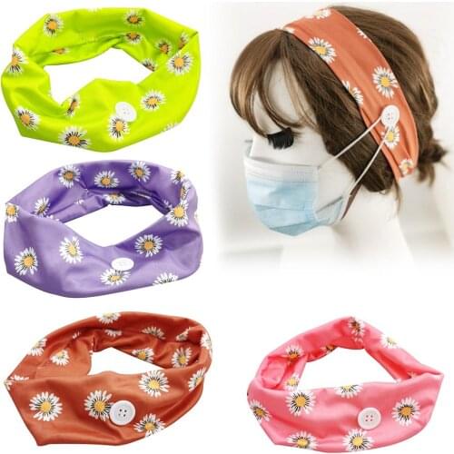 2Pcs Sunflower Print Headband Elastic Running Sports Hair Band Headwear