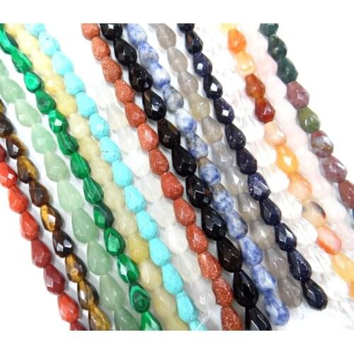 20pcs Natural Stone Faceted Teardrop shape Spacer Beads For Jewelry Making DIY white malachite Bead Bracelet Necklace 7*9MM
