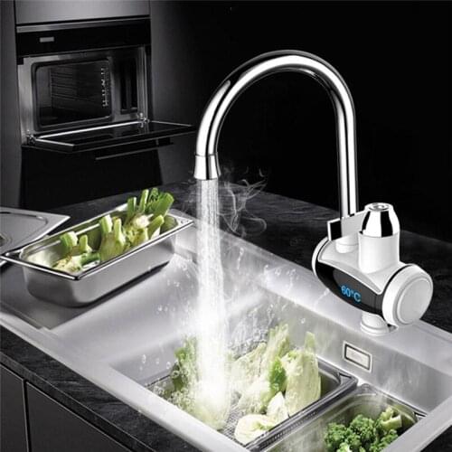 3000W 360 Degrees Kitchen Faucet Instant Hot Water Digital LCD Display Electric Faucet Mixer Tap Stream Sprayer Head Mixer Tap