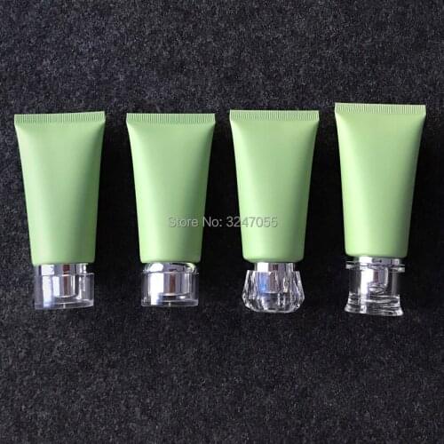 50ml/g Cosmetic Facial Cleanser Refillable Tube,Empty Matte Green Hose Soft HandCream Squeeze Bottle,Foundation Makeup Container