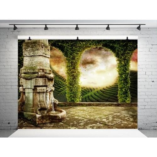 5x7VinylBDS Scenic Backdrops Arched Door Backgrounds For Photo Studio Forest Cotton Photo Background Photography Backdrop