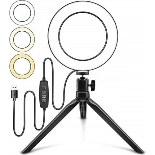 6inch Mini LED Desktop Video Ring Light Selfie Lamp With Tripod Stand USB Plug For Makeup YouTube Live Photo Photography Studio