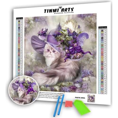 DIY Animal Diamond Painting Cross Stitch Full Round Diamond Embroidery Cat and Flower Mosaic Rhinestones Pictures For Home