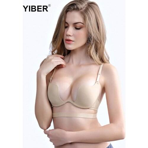2019 Sexy Women Lingerie U Backless Bras Underwear Deep U for Wedding Dress Strapless Push Up Bra Intimates Female DropShip