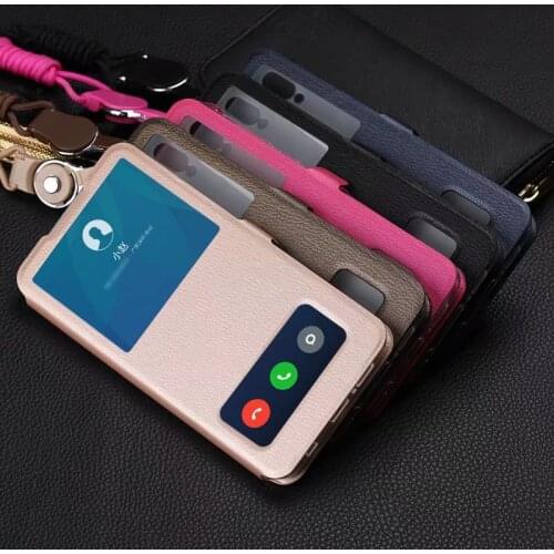 Business Double VieW Window Flip PU Leather Case For Huawei Honor 8X Max Lanyard Cover Magnetic Buckle Case