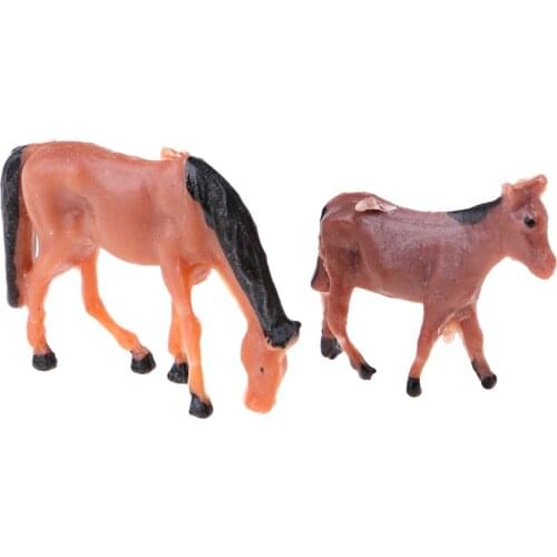 10pcs 1/87 Scale Animal Figures Painted Horse Miniatures HO Gauge Architecture Diorama for DIY Crafts or Building Model