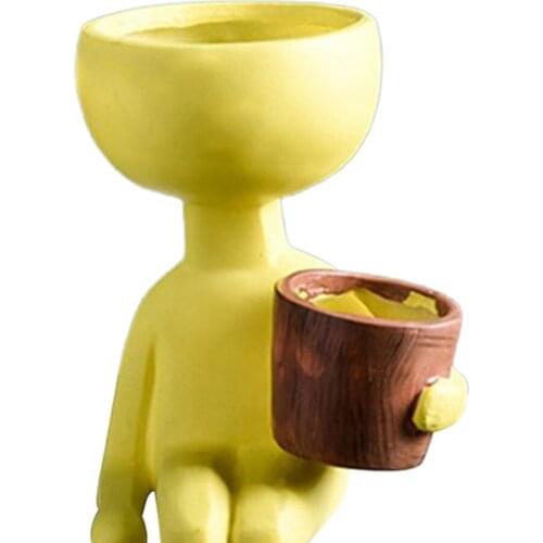 Humaniod Portrait Sculpture Flower Pot Indoor Fleshy Plants Planters Home Office