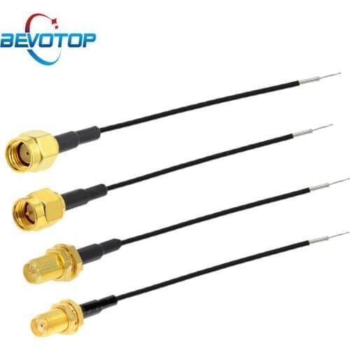 100pcs Single End SMA Male / Female to PCB Solder RF1.13 Cable Pigtail for WIFI GPS GPRS Wire Connector Open End SMA Cable