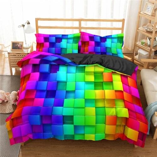 Toy Print Bedding Set 3d Building Blocks Duvet Cover Set 2/3pcs Kids Bed Cover Colorful Bricks Game Comforter Cover