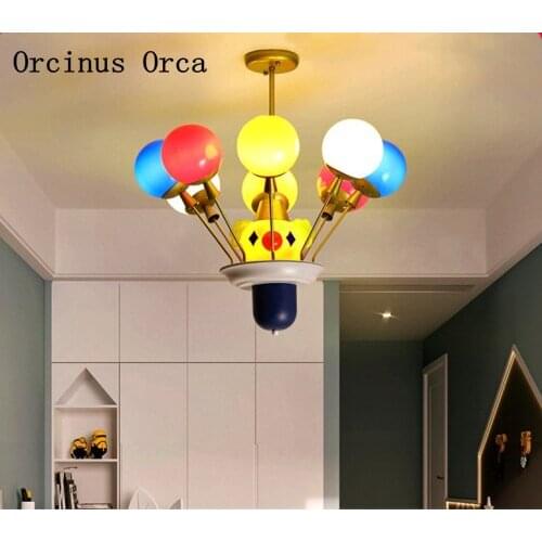 Cartoon creative clown chandelier boys girls bedroom childrens room lamp modern personality LED balloon color Chandelier