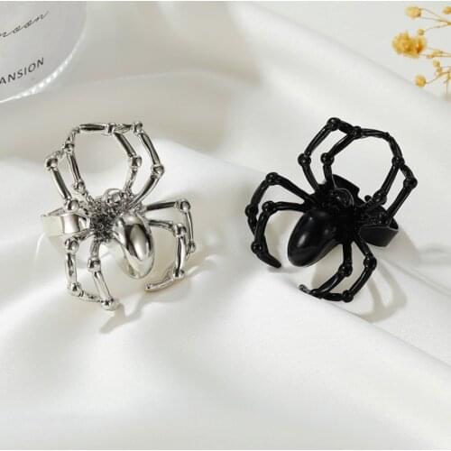 Creative Gothic Black Spider Animal Ring Funny Halloween Party Octopus Wizard Hat Ghost Pumpkins Finger Ring Halloween Jewelry