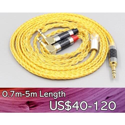 LN007671 6.5mm XLR 4.4mm 16 Core OCC Gold Plated Braided Earphone Headphone Cable For Verum 1 One Earphone L Shape 3.5mm Pin