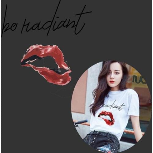 Red Lip Kiss Ironing on Heat Transfer Printing Patches Fashion Design Stickers Washable for Clothes T-shirts DIY Appliques