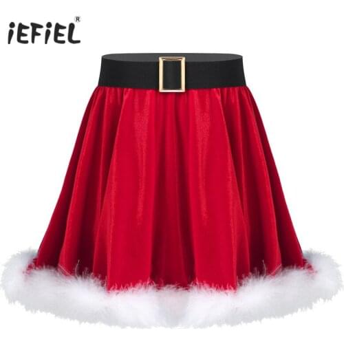 Adorable Girls Santa Christmas Show Skirt Costume Mrs Claus Dance Fancy Skirt Christmas Theme Party Dance Performance