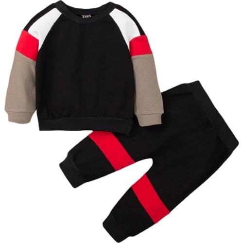 Autumn Baby Boys Clothing Set Long Sleeve T-Shirt Tops +Fashion Color Matching Trousers 2Pcs Kids Clothing Outfit 2-6Y