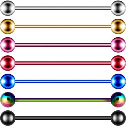 Stainless Steel Geometric Shape 7-Color Round Ball Long Bar Medical Surgical Ear Bone Nail Ear Piercing Unisex Body Jewelry