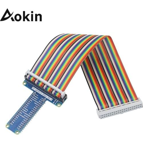 Aokin Raspberry Gpio T Type Expansion Board with 40 Pin Gpio Female To Female Rainbow Cable For Raspberry Pi3 3B/ 2 Model B